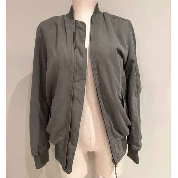 Obey Bomber Jacket Womens Size XS Green with Teddy Bear Lining - Picture 1 of 9